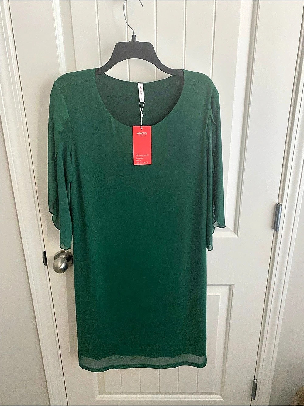 WEACZZY Women's Summer Short Sleeve Casual V-Neck Dress Green Mini Dress Large